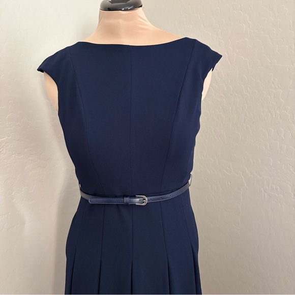 ELIZA J Bateau Neck Cap Sleeve Midi Dress In Navy NEW - Picture 9 of 17